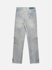High Street Hip-Hop Zipper Straight Jeans