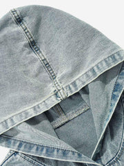 High Street Washed And Worn Denim Hoodie