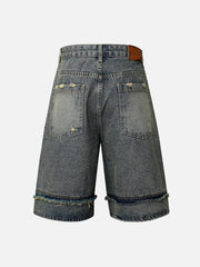 High Street Washed Distressed Denim Shorts