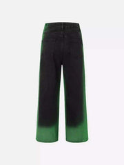 Hip-Hop Green Hand-Painted Dirty Jeans