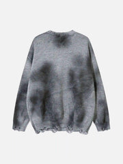 Hip-Hop Lazy Style Butterfly Jacquard Ripped Sweater