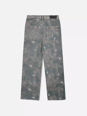 Hip-Hop Style Ink-Splashed Camouflage Y2K Jeans