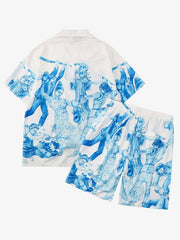 Rebels Printed Rap Beach Shirts Short Sets
