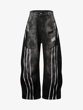 Street Stripe Dirty Dye Barrel Jeans