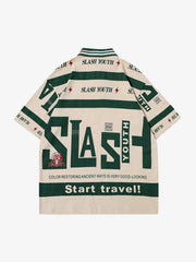 Contrast Color Slash Polo Shirt