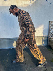 French Terry Cheetah Print Suede Tracksuit
