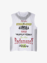 Spray- Painted Letter Print Necklace Vest