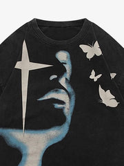 Abstract Portrait Print T-shirt