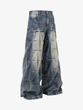 Distressed Washed Pleated Jeans