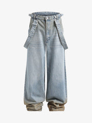 Distressed Washed Detachable Jeans