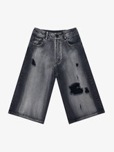 Washed Ripped Vintage Cargo Denim Jort
