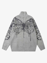 Butterfly Jacquard Knit Mock Neck Sweater