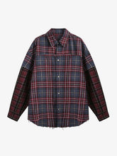 Retro Faux Two-Piece Plaid Shirt