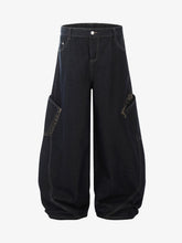 Deconstructed Cheetah Print Baggy Barrel Jeans