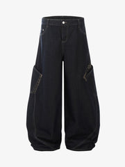 Deconstructed Cheetah Print Baggy Barrel Jeans