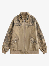 Distressed Double-layer Collar Workwear Jacket