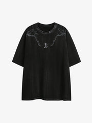 Distressed Embroidered Letter T-Shirt