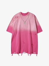 Tie -Dye Tattered Edge Necklace T-shirt