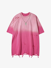 Tie -Dye Tattered Edge Necklace T-shirt