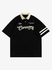 Letter Embroidered Polo Shirt