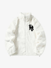Hip-hop Letter Stand Collar Fur Jacket