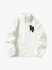 Hip-hop Letter Stand Collar Fur Jacket