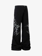Graphic Embroidered Straight Jeans