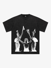 Washed Graphics Fun Letter Print T-shirt
