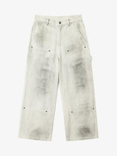 Washed Tie-Dyed White Work Pants