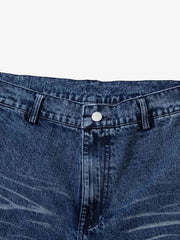 Washed Print Straight Jeans