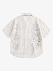 Exquisite Floral Embroidered Short-Sleeve Shirt