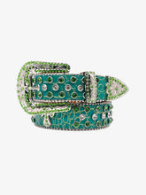 Punk Style Leather Hotflix Rhinestone Belt