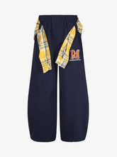 Plaid Belt Barrel Pants