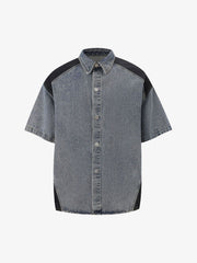 Deconstructed Patchwork Short-Sleeve Cropped Denim Set