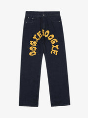 Cartoon Pocket Print Washed Jeans