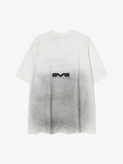 Heavy Washed Distressed Dirty Print Letter T-shirt