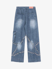 Patch Embroidered Straight-leg Jeans