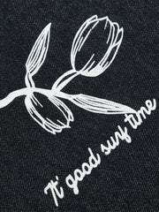 Vintage Graffiti Floral Print Jeans