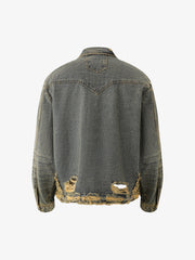 Raw Edge Distressed Denim Jacket