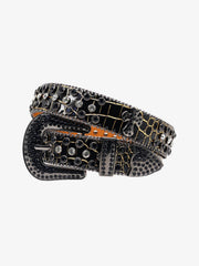 Punk Style Leather Hotflix Rhinestone Belt