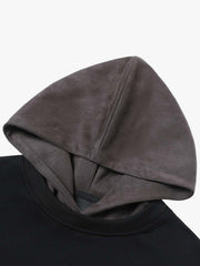 Street Faux Two-Piece Suede Hoodie
