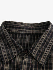Distressed Plaid Short-Sleeve Shirt