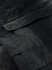 Washed Multi Pocket Drawstring Cargo Jeans