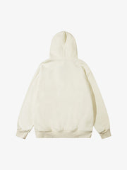 Star Patch Embroidered Hooded Fleece Sweatshirt