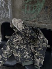 Camouflage Fur Hooded Jacket