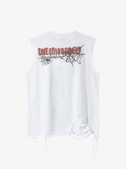 Raggedy Design Spider Web Graphic Vest