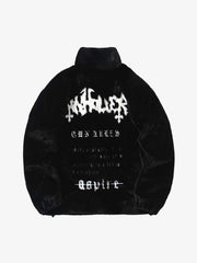 Hip-hop Letter Stand Collar Fur Jacket