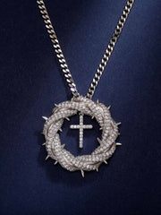 Twisted Cross Zircon Pendant Copper Necklace
