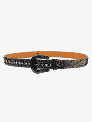 Punk Style Leather Hotflix Rhinestone Belt