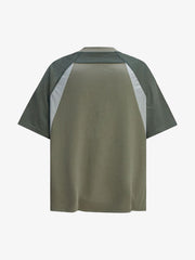 Quick-Dry Contrast Color Quarter Zip Up T-shirt